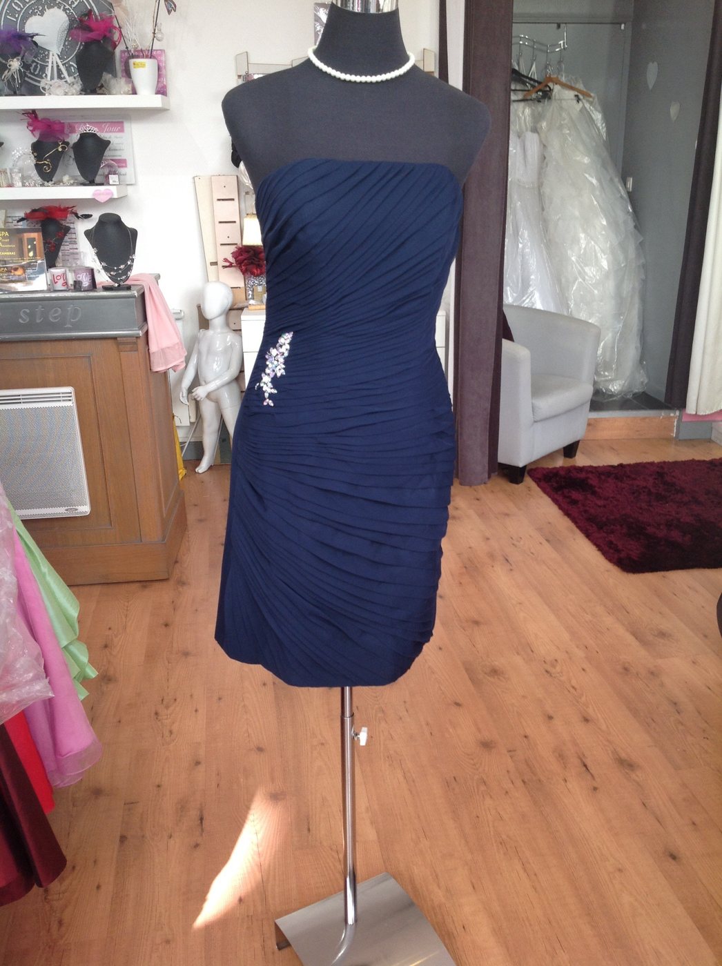 Robe de soirée courte bleu marine