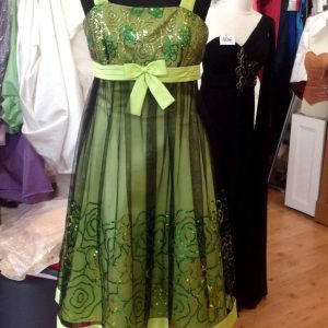 Robe de soirée verte brodée