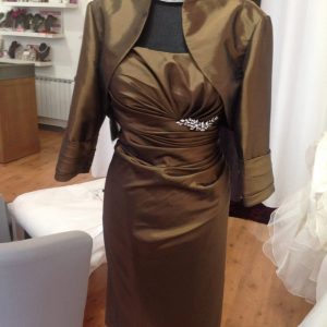 Robe de soirée bronze avec boléro